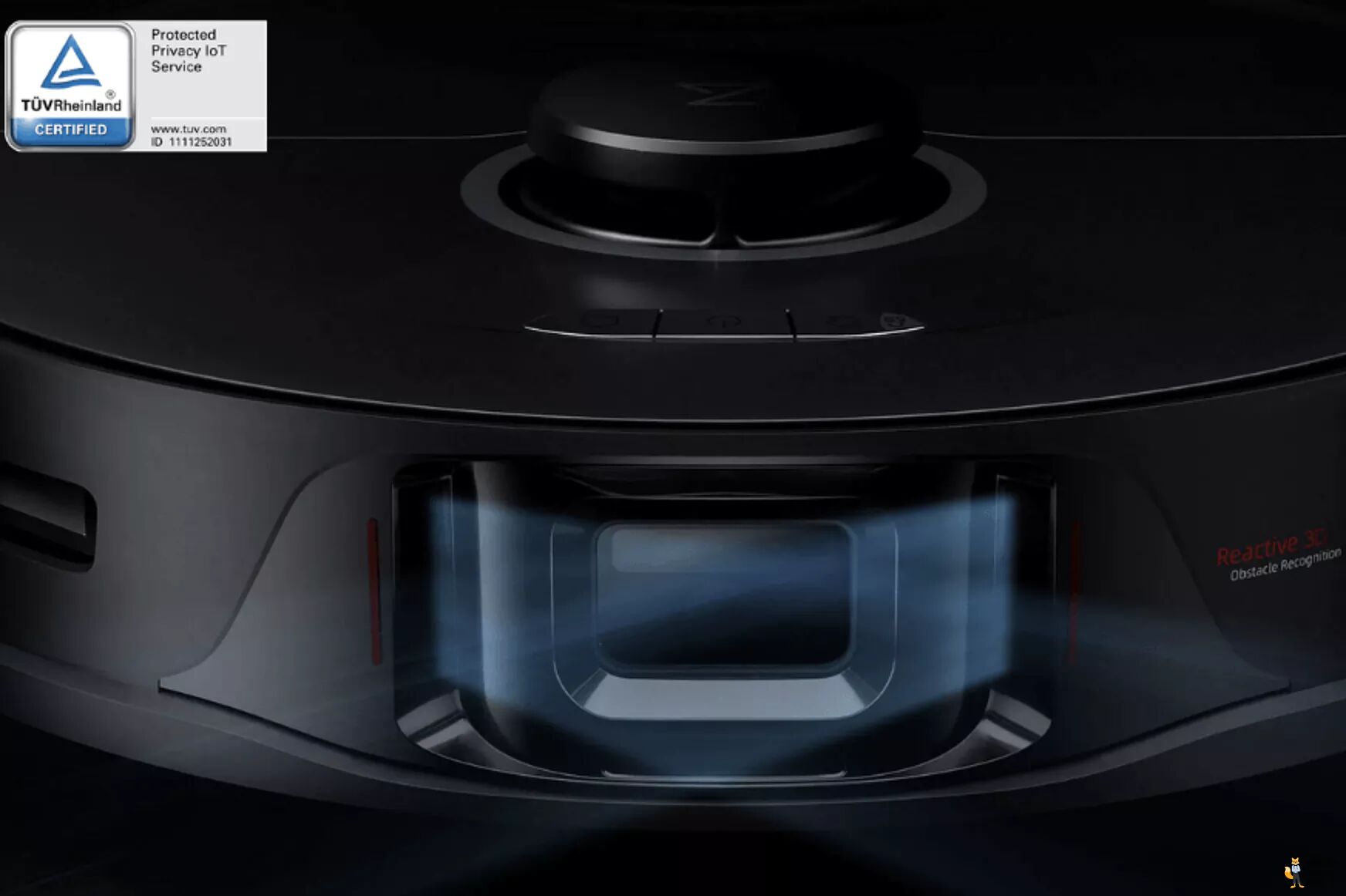 Die Reactive 3D Hinderniserkennungstechnologie des Roborock S8 Staubsauger-Roboters ist zu sehen.